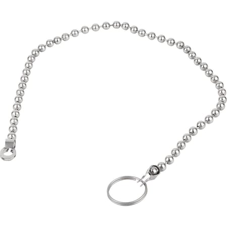 Kipp Ball Chain With Key Ring L=160, Form:B Stainless Steel, Comp:Stainless Steel K1125.119X160